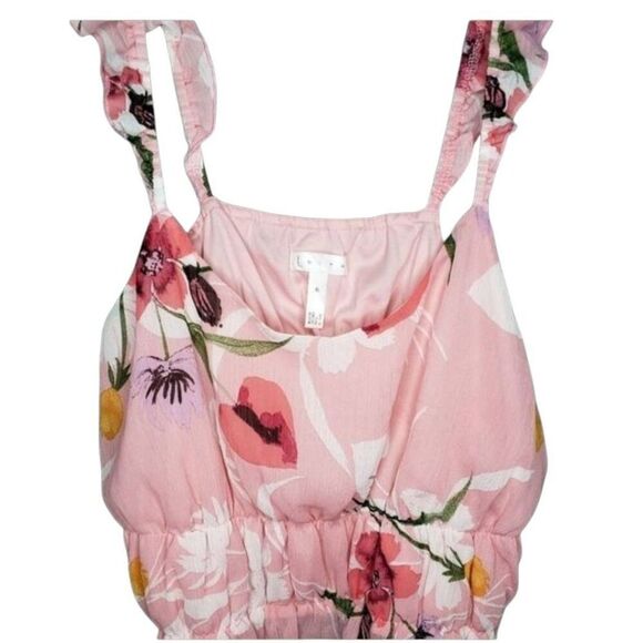 Leith Pink Sparkle Floral Ruffled Crop Top Blouse - Picture 3 of 6